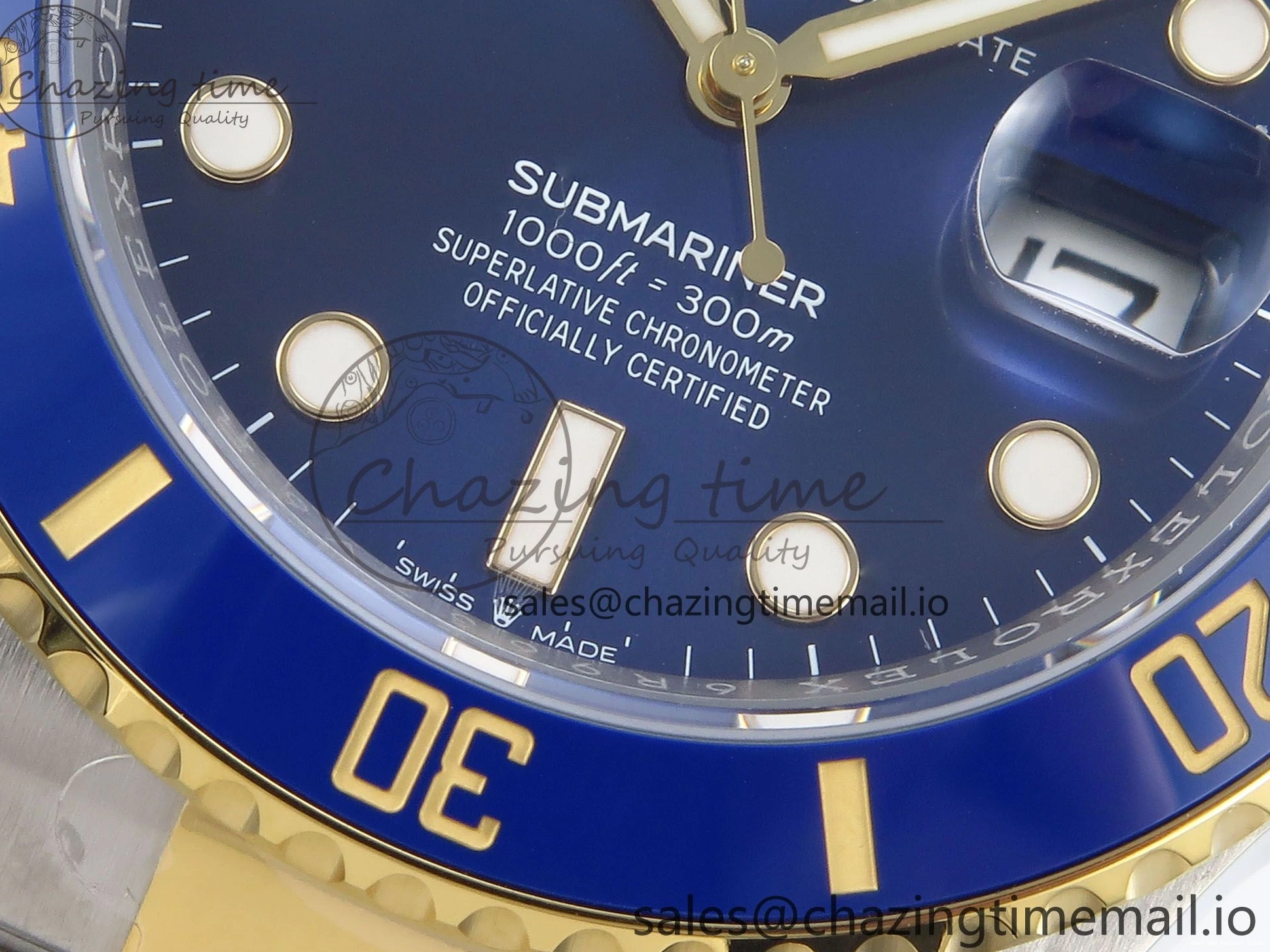 Best AAA Replica Sites Submariner YG Steel Bracelet 374 904L Dial 1:1 on Best Oyster Blue SH SS Edition Seasonal ARF SS YG 126613LB 0115